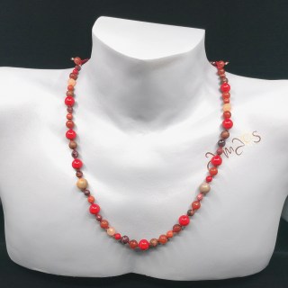 Edelstein Armband Rot, handgeknüpft, in Kombination mit Collier Rot